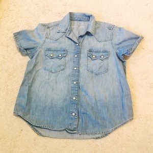 Gap Blue Denim Button Down Half Sleeve